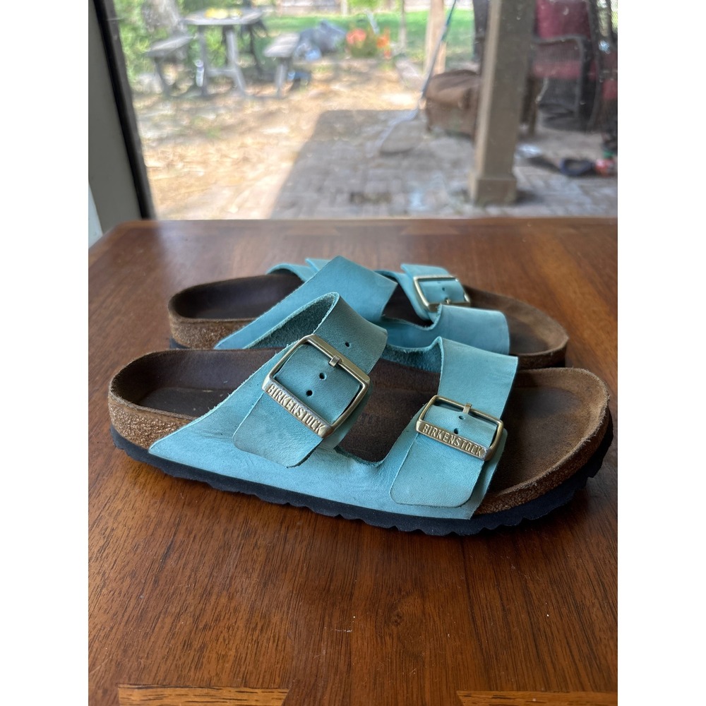 Birkenstock Arizona Turquoise Blue Nubuck Leather Sandals Womens 39 W8